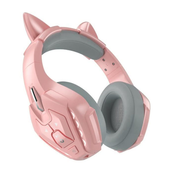 PS4 Kablet Headset, Kablet Gaming Headset med Støyreduserende Mikrofon, LED Trådløst Bluetooth Headset (Rosa)