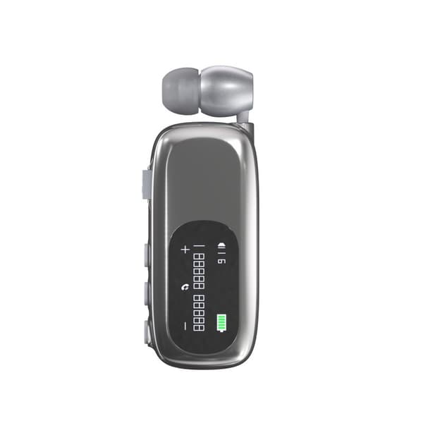 K75 In-Ear Clip-On Infällbart Brusreducerande LED-display Bluetooth-headset-Dugt Gloss Silver