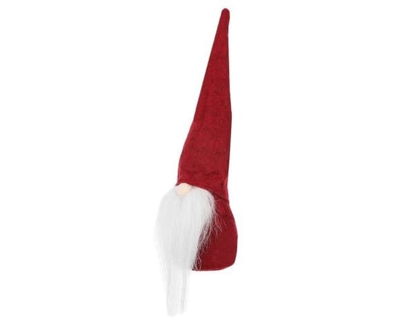 Stående Tomte Nissepynt, Rød/Hvit, 30cm, Filt & Plast, Jul