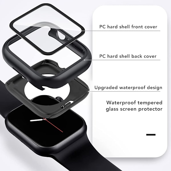 2 stk. Beskyttende urkasse Omfattende beskyttelse Sort Letvægts Vandtæt Anti-ridse til IWatch7 8