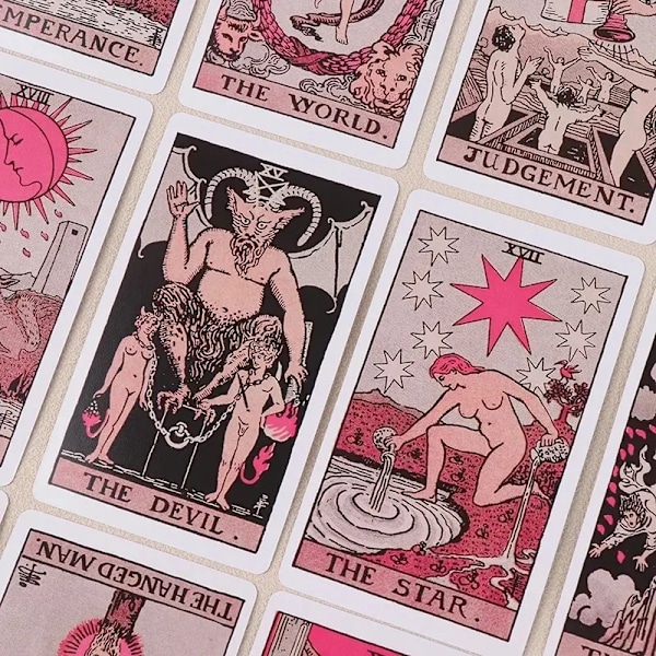Pinkki Rider Waite 78 kortin tarotkorttipakka aloittelijoille, ennustuspakka perhejuhlapeli tarotkorttipakka - Keltainen Yellow