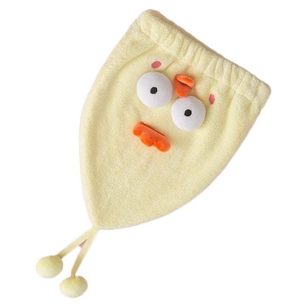 Hårtorkningsmössor Ultraabsorberande Mikrofiber Duschhanddukar Mjuka Söta Tecknade Snabbtorkande Badmössa för Vått Långt Tjockt Hår Gul Kyckling