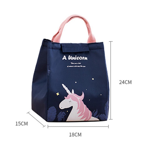 Kannettava kädessä pidettävä lounaskassi, kestävä ja vakaa kahvallinen lounaslaatikko Dark Blue Unicorn