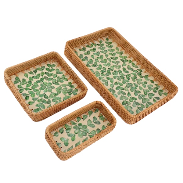 3 st rottingfruktbricka rektangulär fruktbricka Multi för hemrestaurang Green Willow