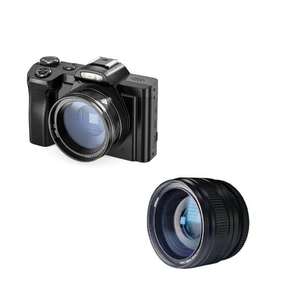 4K 48MP Digitalkamera, Sort, 16X Zoom, CMOS, Selvudløser, Kompakt til Begyndere