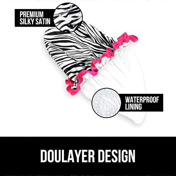Dusjhette for kvinner, 4-pakning, luksuriøs dobbeltsidig satengdusjhette, barn, gjenbrukbar, vanntett, elastisk dusjhette for spa, salong