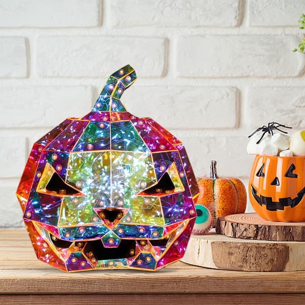 Prism Halloween-pumpkinallykta, plug-and-play lysande prydnad för pool, natt och lägereld