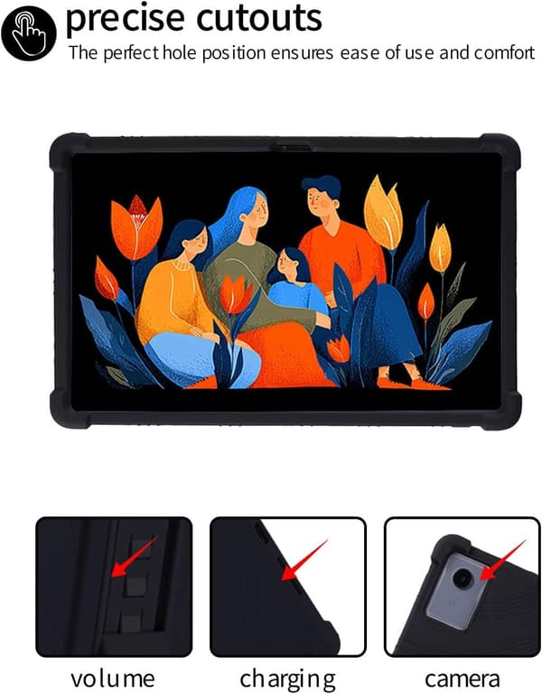 Kompatibel med Lenovo Idea Tab Plus TB365FC 12.1\" deksel, silikonstativ støtsikkert barnevennlig
