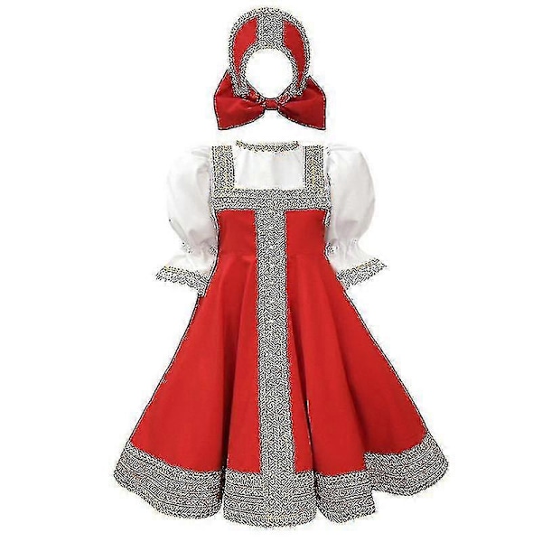 Rysk Dans Flicka Kostym Röd Sarafan Folk Maskerad Barn/Kvinna Ryska Traditionella Kläder S  100-110cm