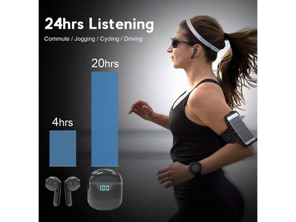 Ekte trådløse Bluetooth-ørepropper, in-ear-stil med mikrofon, støydempende, hvit. white