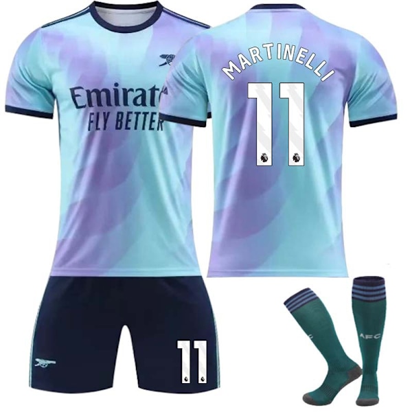 2425Arsenal andra bortatröja Martinelli fotbollströja uniform + strumpor 16(90-100cm)