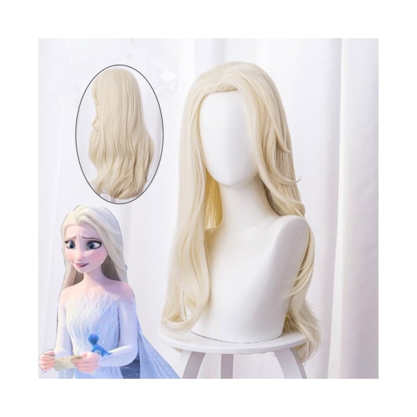 Peruk Vågigt Cosplay Curly Princess Peruk Vit Snow Queen Långt hår för kvinnor - Beige