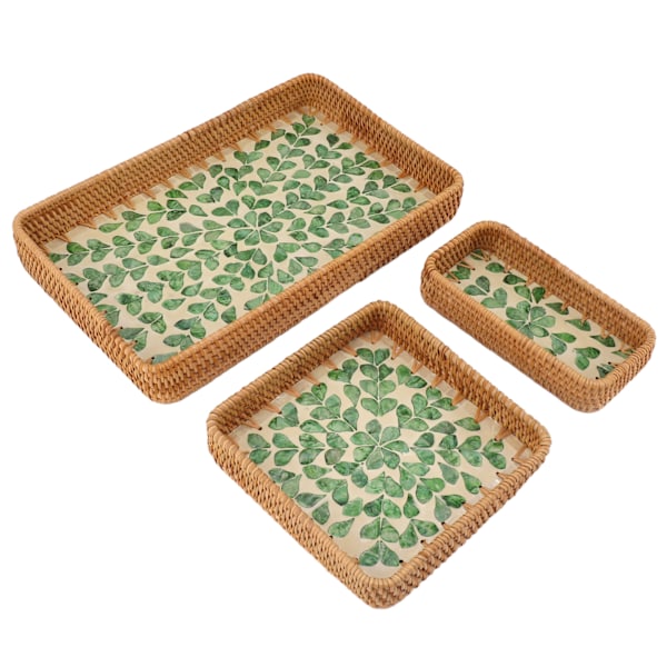 3 st rottingfruktbricka rektangulär fruktbricka Multi för hemrestaurang Green Willow