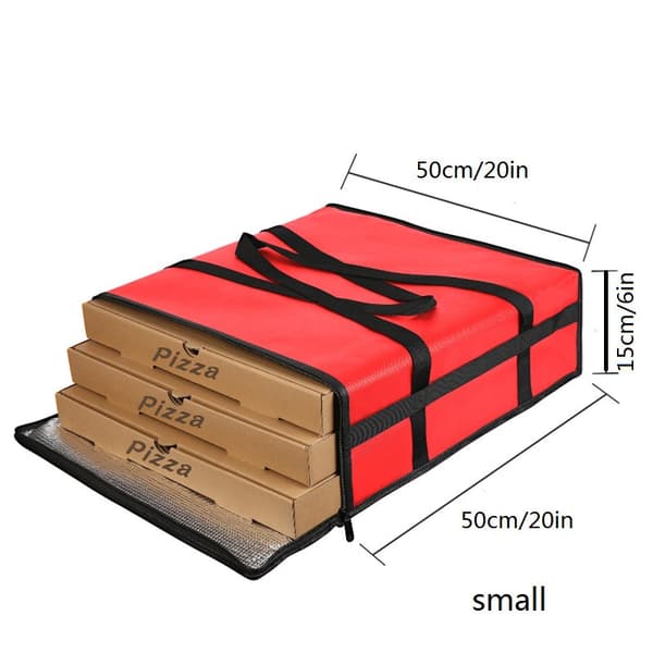 Isoleret pizzaleveringspose, sort, bærbar foldbar, til takeaway, camping, picnic Red Small size