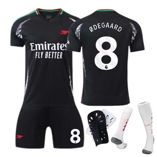 2425 Arsenal udebanetrøje nr. 7 Saka fodboldtrøje sportstøj - nr. 8 + sokker + benskinner 22(120-130cm)