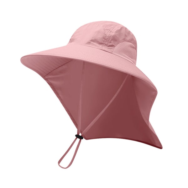Unisex UV- cap Sommar Utomhusfiske Klättringsolhatt med halsklaff-rosa