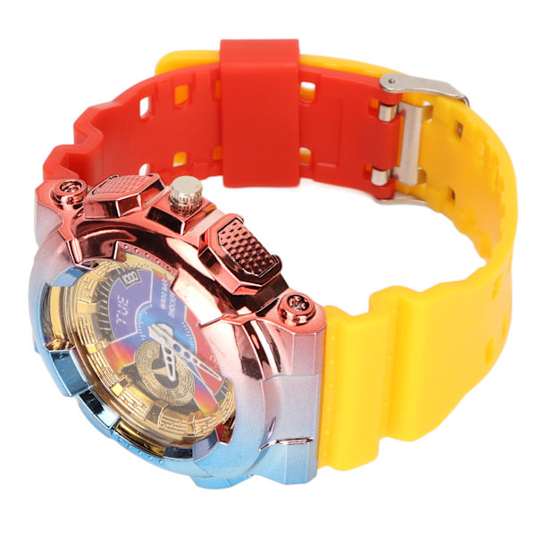 Quartz Watch Gradient Vattentät Lätt Långvarig Tid Exakt Mode Sport Armbandsur Röd Topp Gul Botten