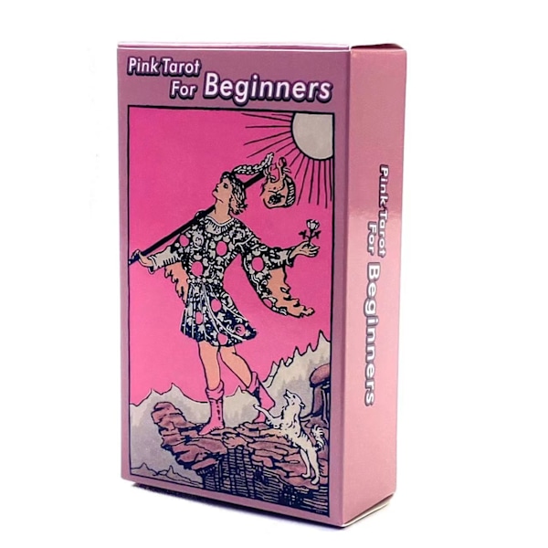 Pink Rider Waite 78 kortin tarotpakka aloittelijoille, ennustuspakka perhejuhlapeli tarotkorttipakka - Pinkki Pink