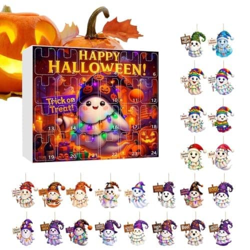 Nedräkningskalender för Halloween, 24-dagars spöke, akryl, stil E, 33x29cm