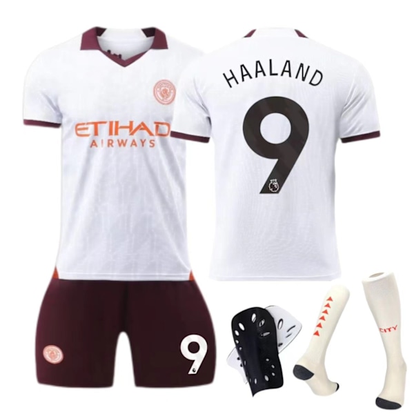 23-24 Manchester City bortaställ nr 9 Haaland tröja nr 17 De Bruyne barn vuxen kostym - fotbollströja - nr 10 med strumpor XXL(185-190cm)