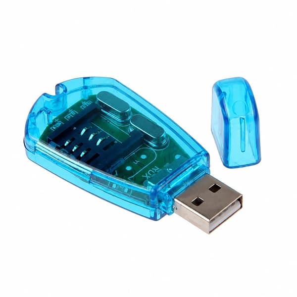 USB SIM-kortläsare Kopiator Klonare, Standard SIM-kort Säkerhetskopiera SMS, GSM/CDMA, Klarblå