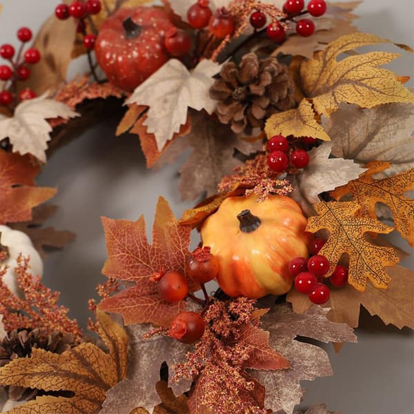 Höstkrans för dörr, Thanksgiving-krans för ytterdörr, 50 cm konstgjord höstkrans