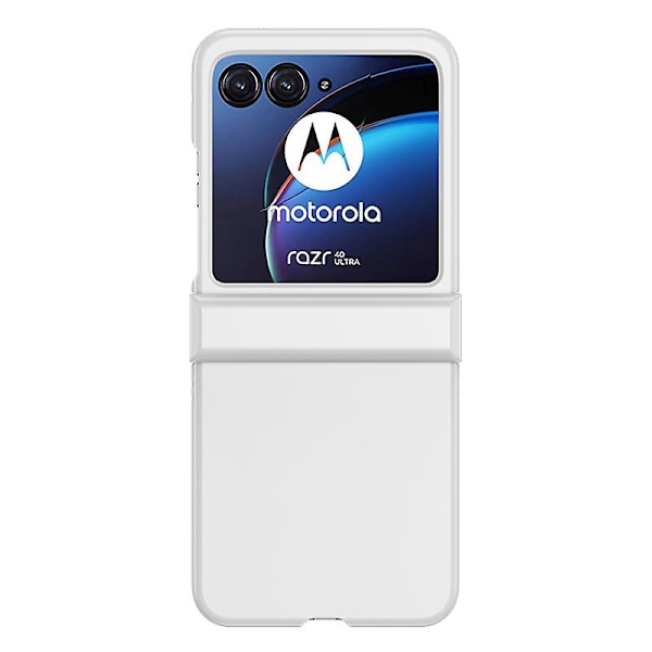 Telefoncover med hængsel og PC-dækning til Motorola Razr 40 Ultra 5G, med hærdet glas bagskærmbeskytter White