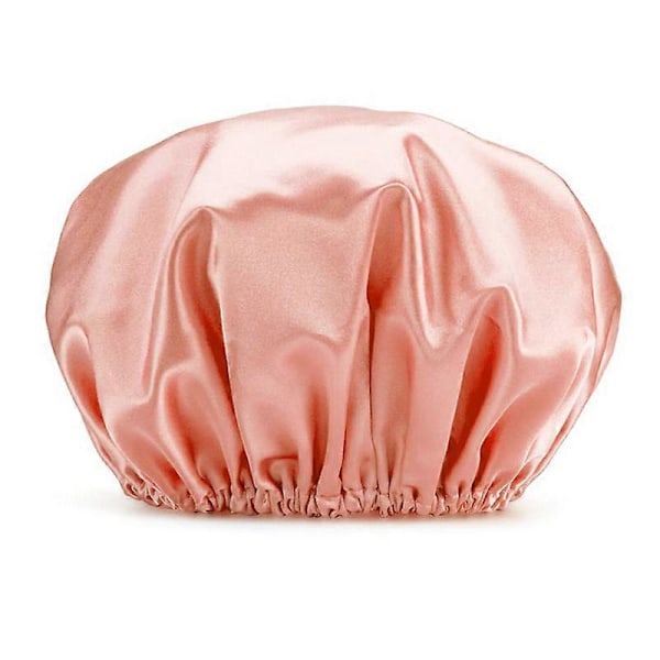 2 STK Dusjhette Badehette Vanntett Dusjhette Elastisk Vanntett Dusjhetter for Damer Spa Salong rosa+grønn