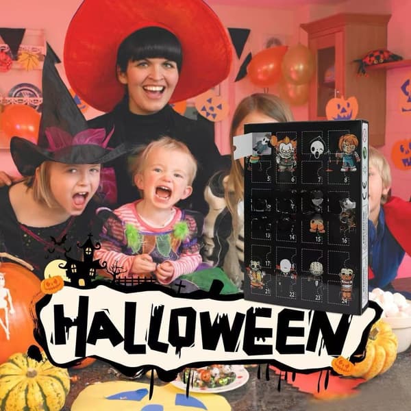 Halloween 24-dagars nedräkningskalender blindlåda, skräcköverraskningspresent, PVC 3D-modell