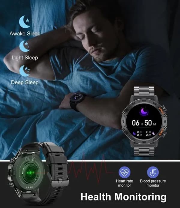 Älykello 1,39\" HD, Bluetooth-puhelut, IP68, yli 100 urheilutilaa, aktiivisuusranneke