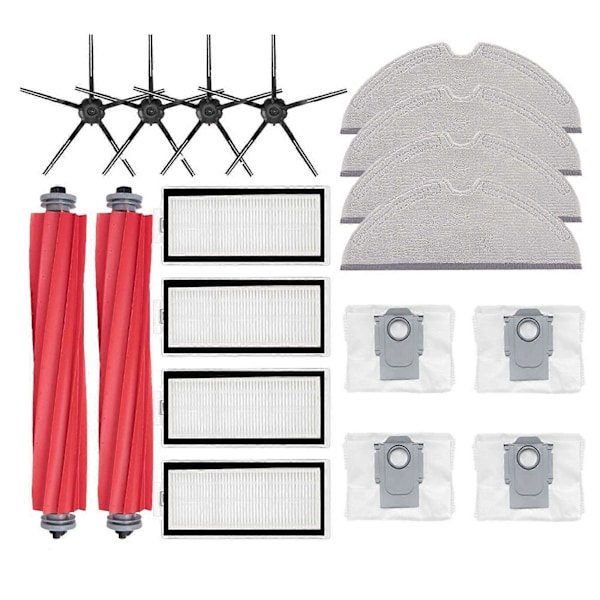 Reservedele til Max Max+ T8 Robotstøvsuger, hovedbørste, sidebørste, Hepa filter, moppeklud, støvpose, sort As Shown