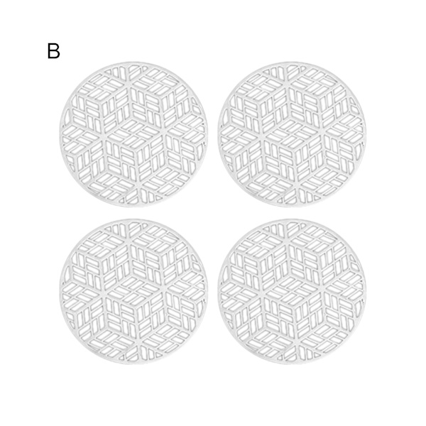 4st Cup Pad Slitstark Utsökt utförande Hål PVC bordstablett Rund skyddsdyna för Home-Silver B unikt värde