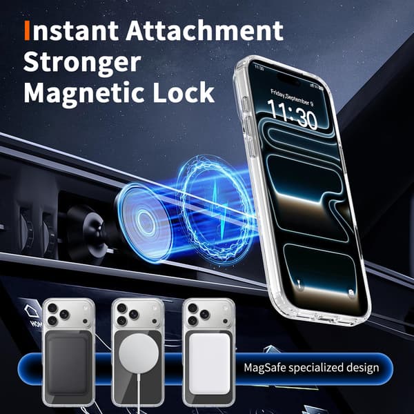Magnetiskt 2-i-1-telefonfodral kompatibelt med iPhone 17 Pro Max och iPhone 17-Dugt Black For iPhone 17 Pro Max