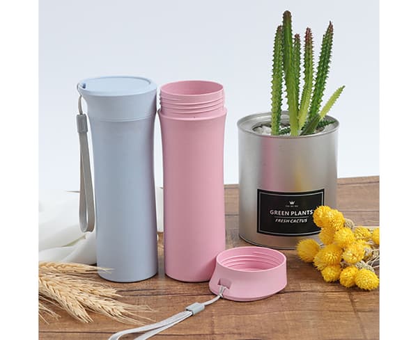 400-500ml Plast Bärbar Resecamping Läcksäker vattenflaska Drickskopp-rosa