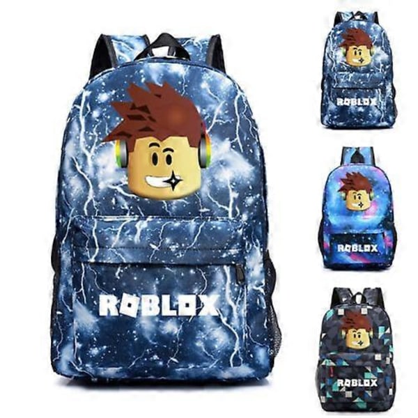 Børne Skoletaske Roblox Rygsæk Studenter Skoletaske Rejsetaske Lightning Blue
