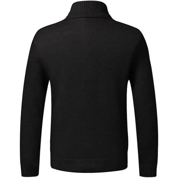 Herre Cardigan Jakke Åben Front Lynlås Vest, Strikket Pullover med Lomme, Sort