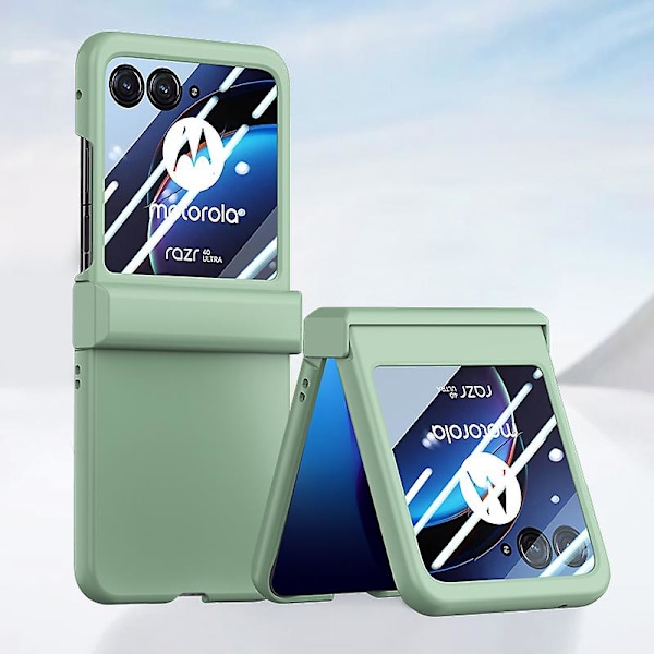 Telefonfodral med gångjärn PC-skal för Motorola Razr 40 Ultra 5G, med skärmskydd i härdat glas för bakre skärmen Light Green