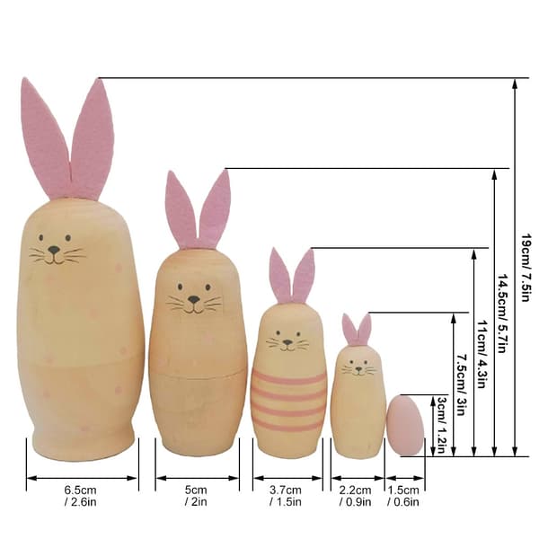 Handgjorda ryska häckande kanindockor, tecknade staplingsleksaker, påskpresenter för barn
