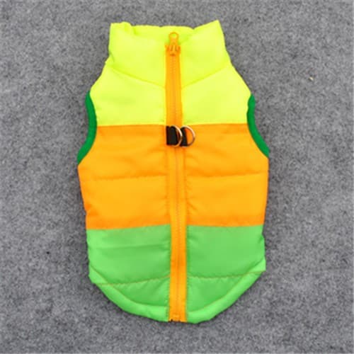 Vinterjacka i bomull för hund, vadderad husdjurskappa med koppelfäste, polyester, XS-XL Green M 66g Bottom