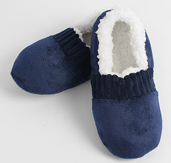 Inomhustofflor för kvinnor, mörkblå, fleecefoder, halkfri sula, varma vintertofflor Dark Blue