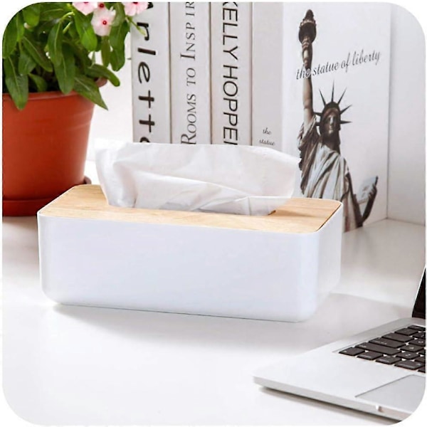 Trä Tissue Box, Tissue Dispenser 21x13x10cm, Praktisk Tissue Box, Rektangulär Box för Standard Tissues