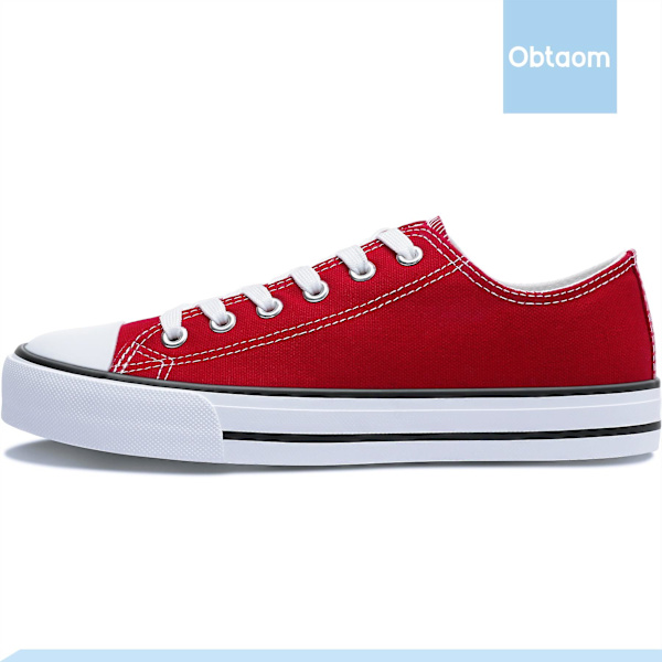 Dame Canvas Mode Sneakers Søde Lave Sko Komfortable Canvas Gåsko Til Damer red EU39