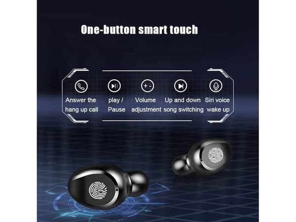 Bluetooth True trådløse øretelefoner, in-ear stil med mikrofon, støjreducerende, sort. black