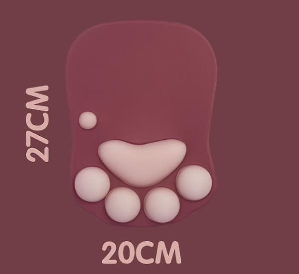 Musemåtte med håndledsstøtte, rød, ergonomisk musemåtte, Kawaii katte-musemåtte, silikone gel musemåtte, Nej
