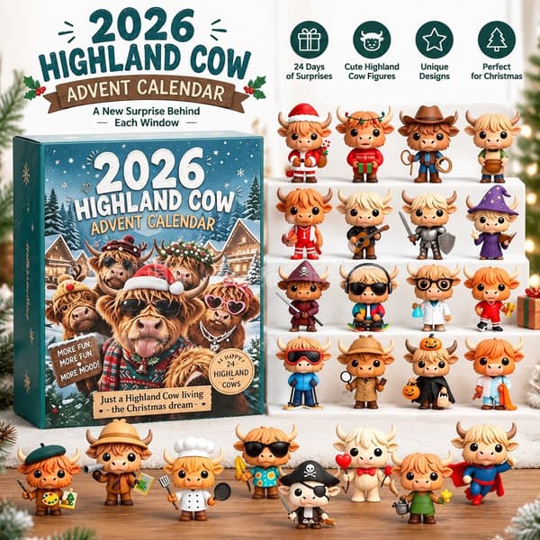 Highland Ko Adventskalender Blind Box, PVC Samlarfigur, Julnedräkningspresent D - Lights