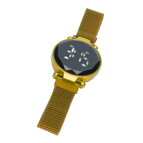 Kvinnor LED watch LED-pekskärm Stor skärm Hållbar legering Modedesign Digital LED- watch för flicka Kvinnor Vuxen Guld