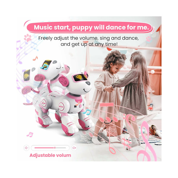 Robot Hundelegetøj til Piger Interaktivt Hundelegetøj FollowMe Robotlegetøj Intelligent Legetøjshund med Sang og Dans - Pink