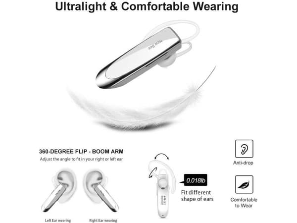 Handsfree-headset, in-ear med mikrofon, vit white