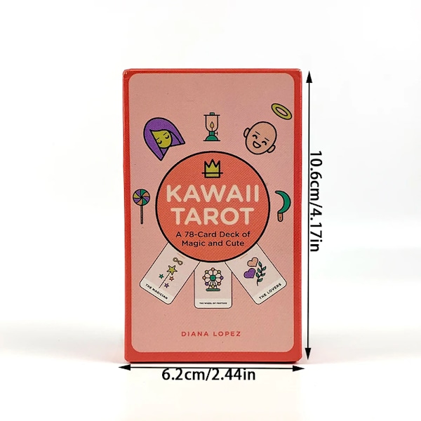 Kawaii Tarotkort 78 stk Kortstokk Magiske og Søte Oracle Engelske Visjoner Spådom Underholdning Fester Brettspill