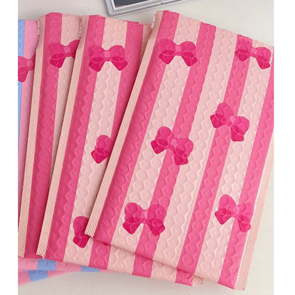 10 st bubbelkuvertpaket påsar fluga stil förtjockade postpåsar förpackningspåsar förpackning för expressleverans Rosa rosa
